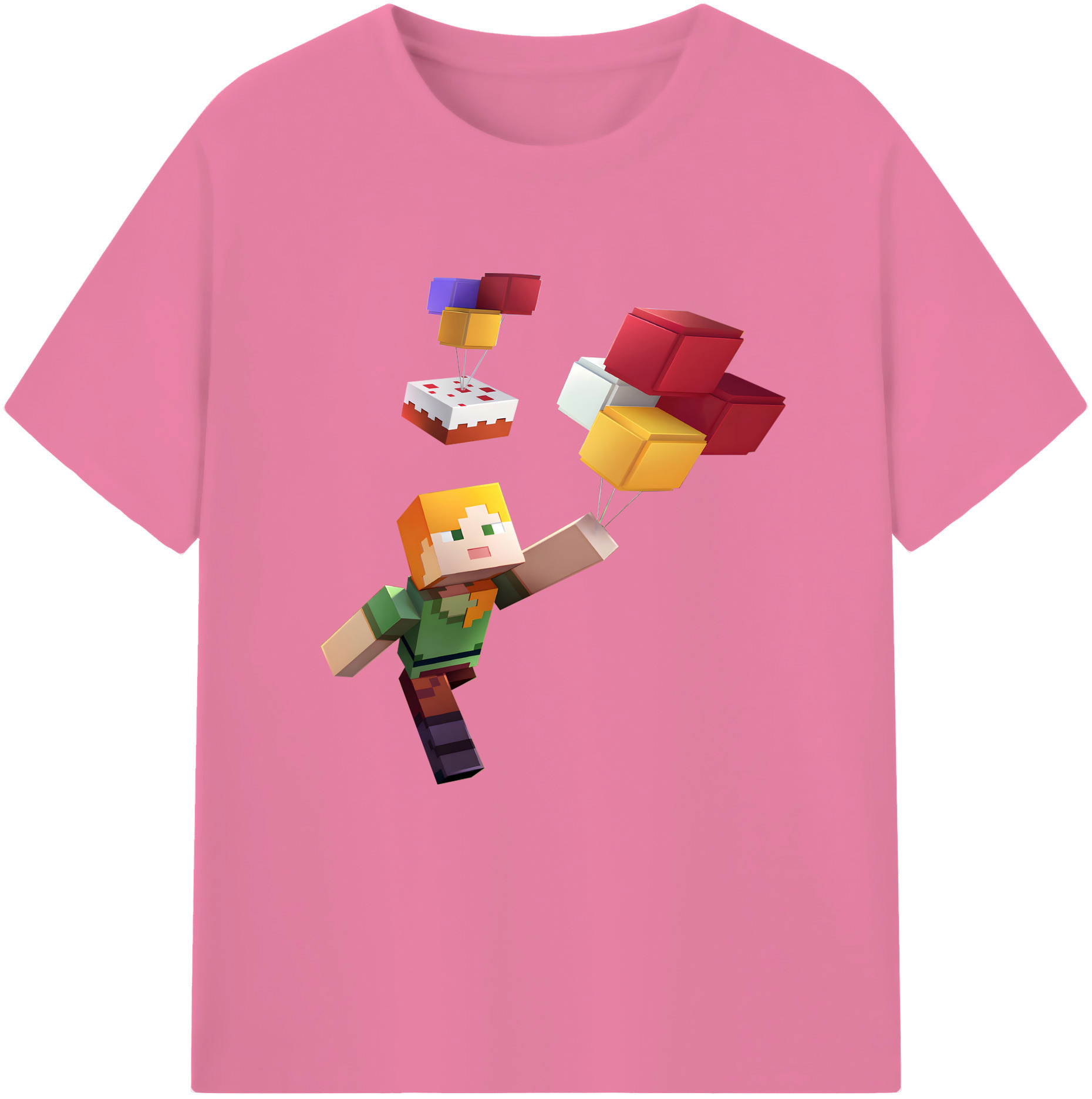 （画像用） マインクラフト ブロックの世界 Minecraft MC Block world 綿100％半袖Tシャツ（フロントプリント）
